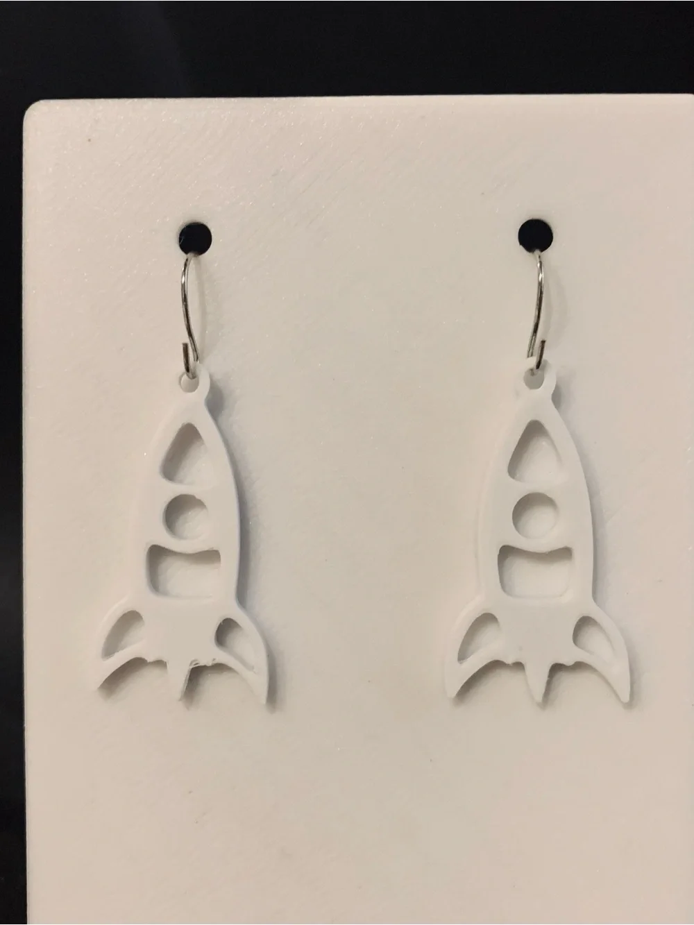 White Rocket Dangle Earrings for Kids